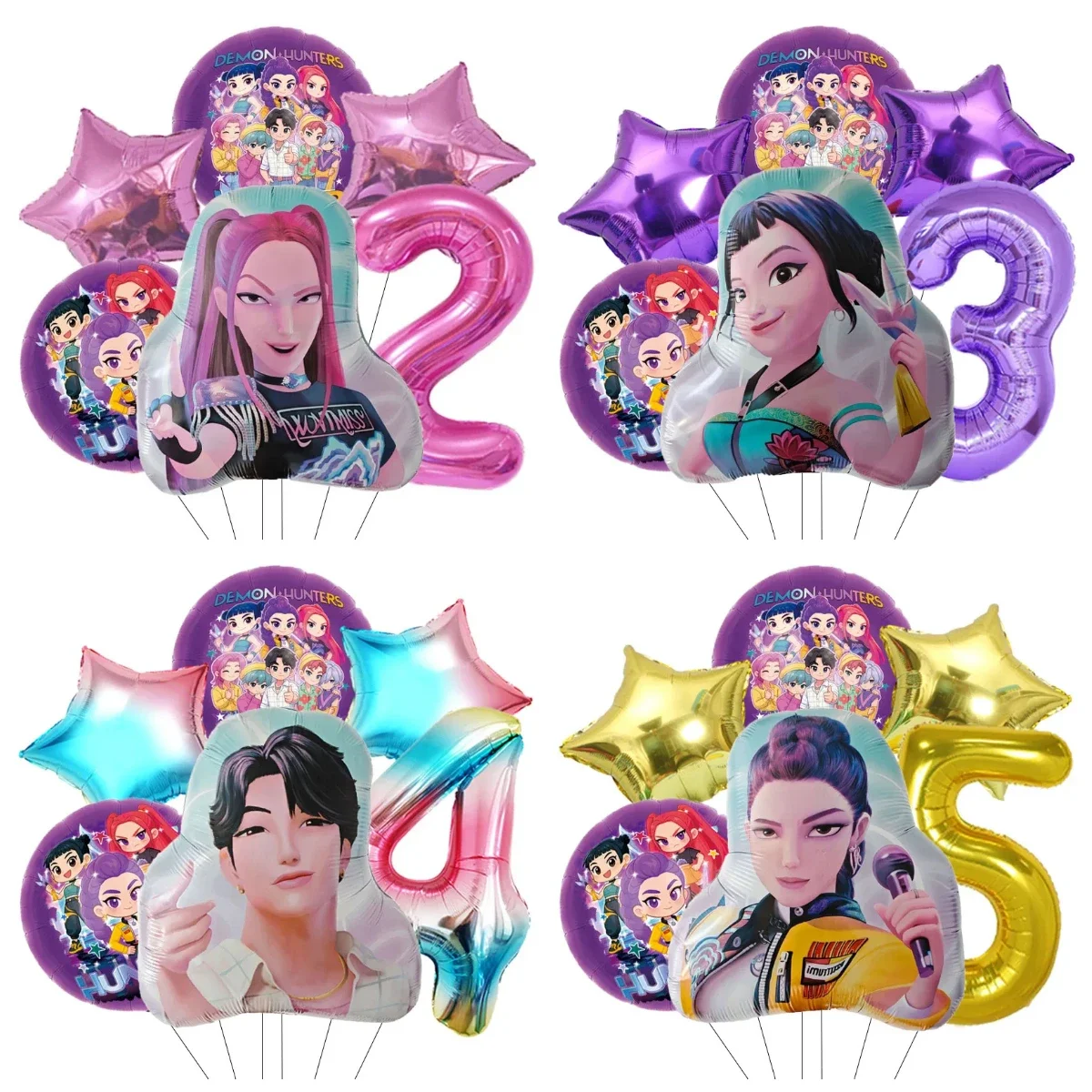 6pcs 헌터즈 악마 어린이 생일 파티 장식 공 숫자 0-9 풍선 세트 베이비 샤워 파티 용품 선물 장난감