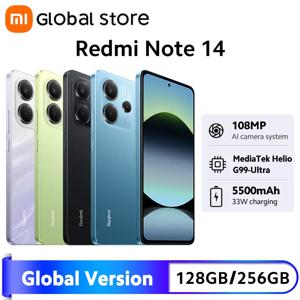 글로벌 버전 샤오미 레드미 노트 14 스마트폰 128GB / 256GB ROM 미디어텍 Helio G99-울트라 108MP 카메라 6.67인치 AMOLED 5500mAh