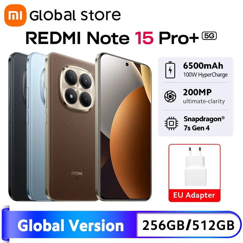 글로벌 버전 샤오미 레드미 노트 15 프로 플러스 5G 스마트폰 스냅드래곤 7s 4세대 NFC 6500mAh 100W 6.83인치 크리스탈레스 AMOLED 디스플레이