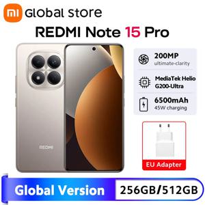 글로벌 버전 샤오미 레드미 노트 15 프로 4G 스마트폰 6.77인치 AMOLED 디스플레이 45W 6500mAh 배터리 200MP 카메라 MTK Helio G200-Ultra