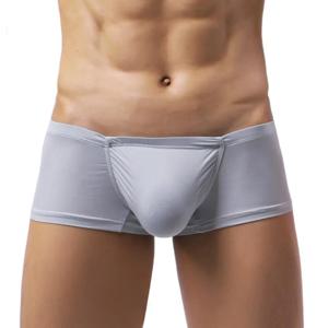 섹시한 속옷 남자 얼음 실크 복서 낮은 허리 U 볼록한 주머니 남성 팬티 통기성 솔리드 속옷 반바지 복서 남자