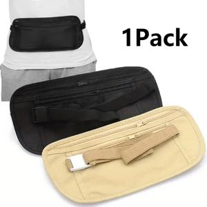 1개 숨겨진 여행 보안 허리 파우치 보이지 않는 여권 돈 지갑 가벼운 대용량 야외 스포츠용