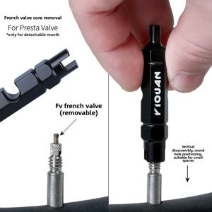 자전거 Schrader 및 Presta 밸브 익스텐더 용 3-in-1 자전거 다기능 밸브 코어 리무버 도구 렌치 스패너