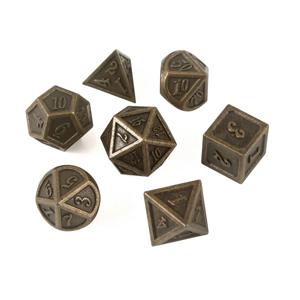 7PCS 금속 다면체 DND 주사위 청동 DND 게임 주사위 RPG 던전 및 드래곤 DND RPG MTG D20 D12 D10 D8 D6 D4 테이블 게임