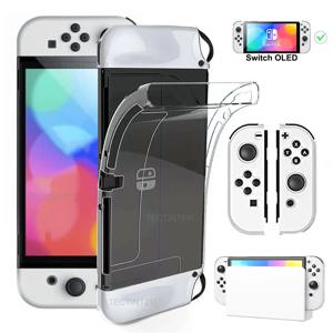 닌텐도 스위치 OLED 게임 콘솔 조이패드용 TPU 분리형 보호 케이스 투명 스킨 커버 클리어 프레임 보호 액세서리