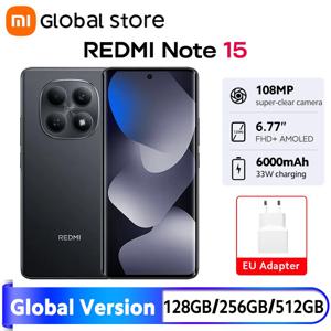 글로벌 버전 샤오미 레드미 노트 15 4G 스마트폰 6000mAh 배터리 108MP 카메라 6.77인치 AMOLED 120Hz MTK Helio G100-Ultra 33W IP64