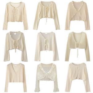 PAIXIANG 여름 휴가 얇은 숄 코트 여성용 아우터 스위트 스타일 반팔 치파오 스타일 탑 여름 아우터 레이어