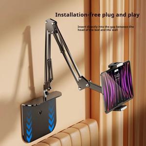 Ipad 태블릿에 적합한 조정 가능한 침대 옆 전화 스탠드 침대에서 TV를 시청하는 다기능 금속 확장형 게으른 사람