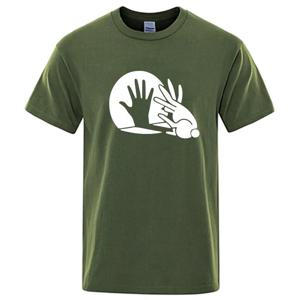 남성 고품질 티셔츠 100% 면 재질 재미있는 그림자 인형 디자인 프린트 여름 캐주얼 루즈핏 O넥 남성 티셔츠 탑 티