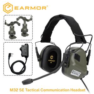 EARMOR M32 SE 전술 사격 헤드셋 헬멧 ARC 브래킷이 있는 사냥 소음 감소 귀마개, 통신용 M51 PTT