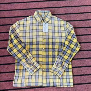 그라데이션 체크 무늬 라인스톤 긴팔 셔츠 남성용 컬러 매치 스트리트웨어 캐주얼 다이아몬드 가을 셔츠 오버사이즈