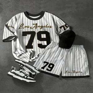 2025년 여름 신상 남성 세트는 스트리트 패션 캐주얼한 편안함과 부드러움, 통기성, 그리고 3D 디지털 패턴 프린팅을 특징으로 합니다.