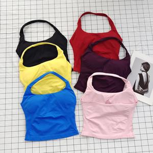 여성용 스퀘어 넥 딥 오픈 백 홀터 브라렛 - 두꺼운 스트랩, 슬림핏, 탈부착 가능한 패드, 아우터웨어와 잘 어울리는 캐주얼 탑