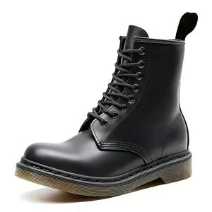 패션 영국 캐주얼 가죽 부츠 남성용 하이탑 부츠 사계절 야외 작업화 미끄럼 방지 및 편안한 블랙 부츠 ﻿