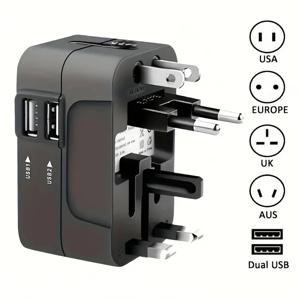 유니버설 여행용 AC 전원 어댑터 듀얼 USB 포트 EU US UK AU 아울렛 컨버터 소켓 플러그 글로벌 변환 충전기
