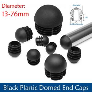 검정 플라스틱 원형 파이프 플러그 튜브 미끄럼 방지 의자 다리 발 먼지 커버 돔형 엔드 캡 바닥 보호 패드 직경 13 16 19 20 22-76mm