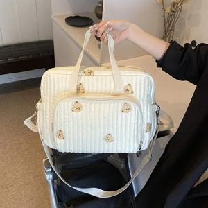 대형 엄마 가방 아기 정리함 출산용 팩 기저귀 핸드백 자수 여성 숄더 크로스백 병원 여행 엄마 아이 가방