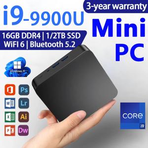 새로운 인텔 i9 9900U 미니 PC 윈도우 11 오피스 가정용 데스크탑 컴퓨터 BT5.2 16GB DDR4 1TB 2TB SSD 휴대용 게이밍 미니 PC 게이머용