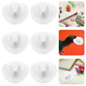 6Pcs 미니어처 카우보이 모자 방 벽 와인 병 파티 공예 프로젝트를 위한 경량 인공 작은 장식 모자