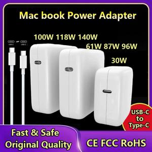 맥북 프로용 USB C 충전기 전원 어댑터, PD 30W, 61W, 87W, 96W, 맥북 프로 16, 15, 13 인치, 뉴 에어 13 인치, 2020, 2019/2018, C타입으로 작동