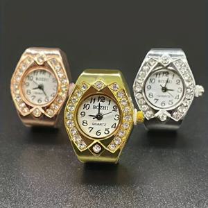 미니 링 시계 쿼츠 손가락 시계 남성용 및 여성용 반지 시계 세 눈 다이아몬드 손가락 시계 패션 트렌드