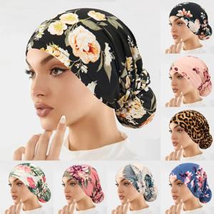 무슬림 히잡 스파이럴 터빈 헤드스카프 프린트 터번 보닛 인도 헤드웨어 부드럽고 통기성 좋은 히잡 캡 여성용 액세서리