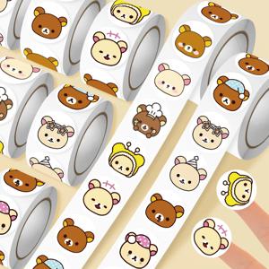 500PCS Kawaii Rilakkuma 애니메이션 스티커 귀여운 만화 전화 데스크탑 수하물 스티커 DIY 소녀 생일 선물 어린이 장난감