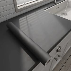 55cm 폭 방수 무광택 벽지 블랙 비닐 자체 접착 스티커 벽 가구 거실 접촉 종이 홈 장식