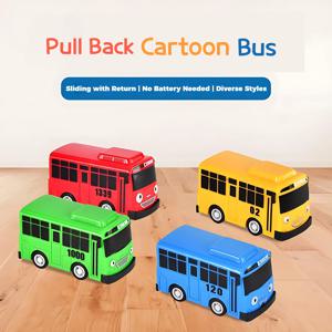 미니 풀백 타요 버스 장난감 세트, 열리는 문, 슬라이딩 만화 차량 장난감, 어린이 남아용 교육용 교통 놀이 세트 선물