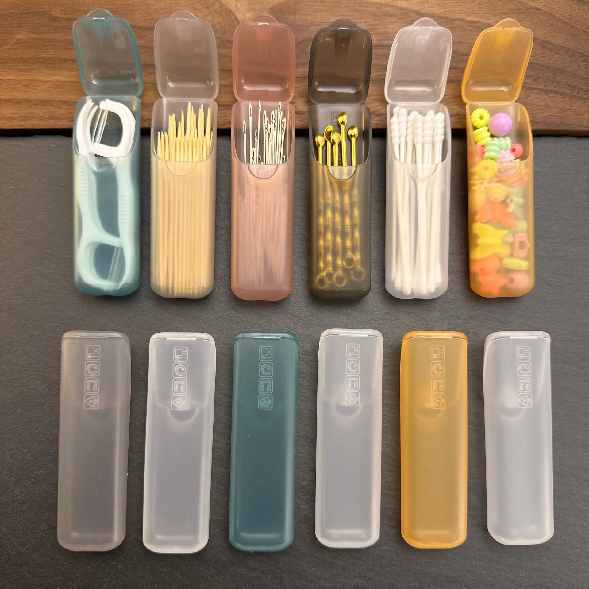 4개 미니 휴대용 보관함, 소형 부품 정리함 여행용 이쑤시개, 치실, 알약 및 보석 보관함