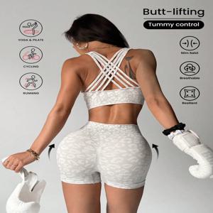 여성용 하이웨이스트 레오파드 프린트 요가 세트, 힙업 효과와 타이트한 핏으로 외출복으로도 착용 가능, 러닝 피치