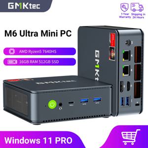 GMKtec M6 울트라 미니 PC AMD Ryzen 5 7640HS 16GB 램 512GB ROM 데스크탑 컴퓨터 듀얼 2.5G 듀얼 LAN WiFi 6E BT 5.2 윈도우 11 프로