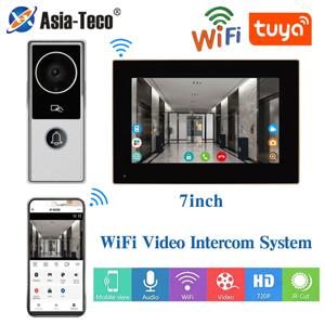 TUYA 무선 Wifi 비디오 초인종 1080P 7/10 컬러 터치 스크린 RFID 카드 액세스 제어 시스템 용 스마트 APP 홈 인터콤 키트