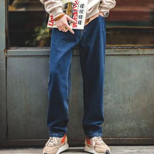 Maden Washed Denim Jeans 12.8 oz 레트로 루즈 스트레이트 바지 헐렁한 바지 특대 28-38 패션 남성 의류 2 색