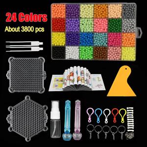 24 색상 3800pcs 마법의 물 안개 매직 비즈 수제 Diy 매직 비즈 교육 퍼즐 어린이 장난감