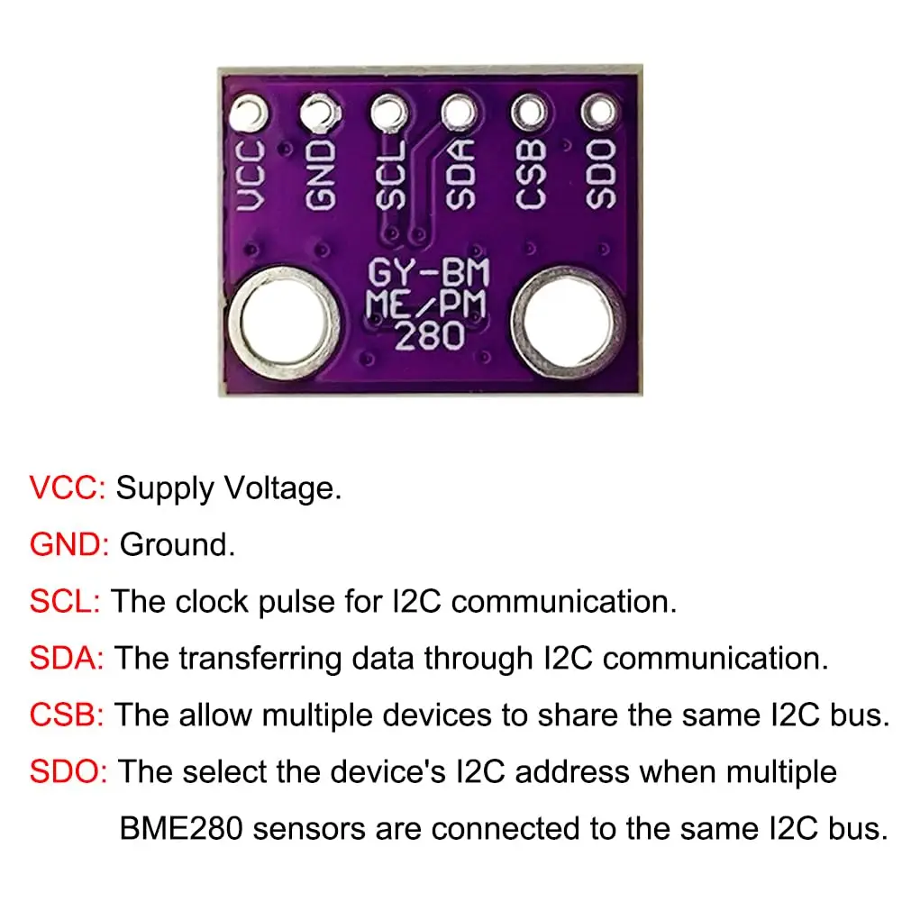 BME280 3.3V 온도 습도 센서 IIC I2C 브레이크 아웃 보드가있는 대기 기압 센서 모듈
