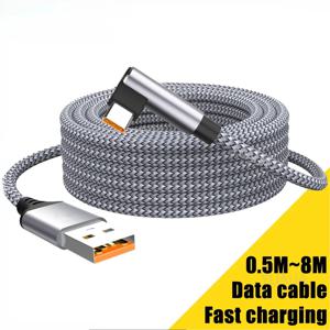6A USB C 엘보 타입 C 고속 충전 케이블 아이폰 15 프로 샤오미 삼성 S21 화웨이 고속 충전용 연장 충전 케이블