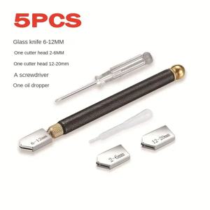 5pcs 유리 칼 세트 오일 주입 유형 다기능 대리석 타일 롤러 휴대용 유리 칼 DIY 타일 특수 도구