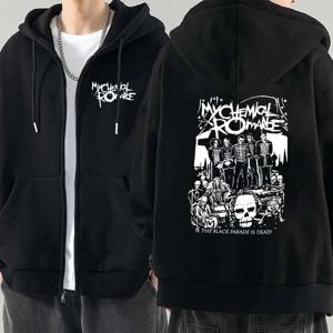 남성 패션 후드 자켓 코트 My Chemical Romance Mcr Dead 지퍼 까마귀 탑 루즈 블랙 퍼레이드 펑크 Emo 지퍼 업 스웨트