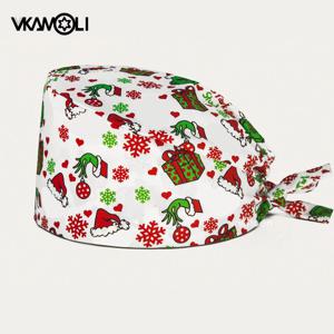 남여 2024 새로운 크리스마스 시리즈 공 인쇄 외과 모자 애완 동물 가게 약국 어린이 클리닉 작업 모자 간호 스크럽 모자