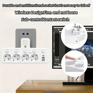 EU 플러그 및 소켓, 4극 소켓, 다기능 벽 플러그, 연장 코드 또는 USB 및 Type-C 인터페이스 포함 또는 미포함