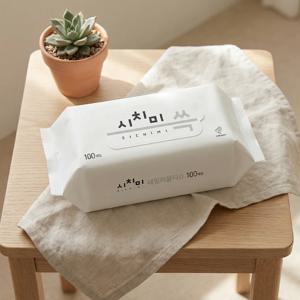 시치미 쓱 물티슈 대용량 리필형 두꺼운 휴대용 엠보싱 물티슈 100매 5팩