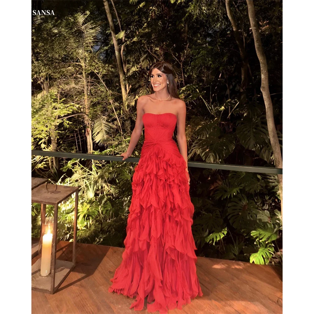 Sansa Strapless A 라인 레이스 댄스 파티 드레스 분리형 목도리 맞춤형 파티 드레스 바닥 길이 지퍼 이브닝 드레스