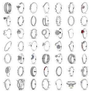 925 스털링 실버 붉은 빛나는 반딧불 하트 스톤 눈송이 데이지 반지 반지 웨딩 패션 파인 쥬얼리 여성을위한 어머니