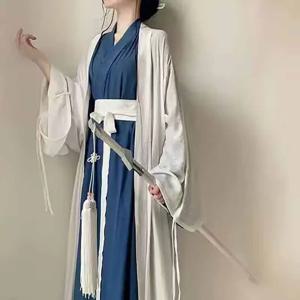 플러스 사이즈 4XL Hanfu 코튼 & 린넨 드레스 여성 중국어 Hanfu 세트 대형 코스프레 의상 빈티지 그린 & 블루 Hanfu 파티 드레스