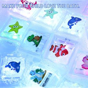 3pcs 목욕 아이스 큐브 조명 - 공룡 및 해양 디자인 어린이를위한 안전한 목욕 놀이 친구 어린이를위한 목욕 장난감
