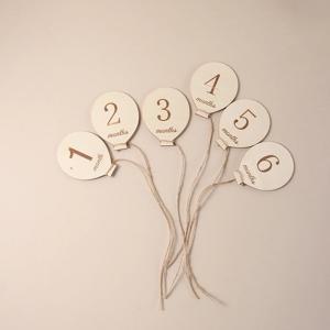 12개 나무 월간 아기 마일스톤 카드 - 신생아 성장 추적을 위한 1-12개월 사진 소품(풍선 모양)