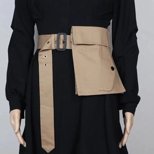 여성 패션 블랙 카키 포켓 코르셋 여성 Cummerbund 코트 허리띠 드레스 Decration 와이드 벨트 J356