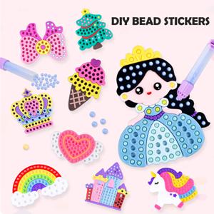 DIY 비즈 펜 장난감, 수제 세트 크리 에이 티브 생산 스티커 공주 무지개 활 소녀 선물 장난감