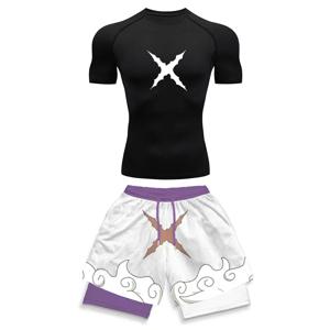 2025 트렌디 프린트 컴프레션 스포츠 슈트 의류 여름 남성 운동복 - 스타일리쉬 피트니스 러닝 캐주얼 투피스 세트